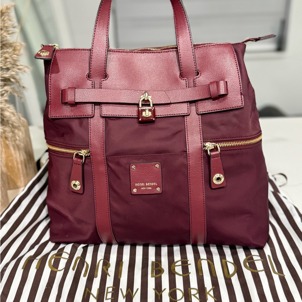 Henri Bendel Jetsetter Convertible Backpack/crossbody/tote Oxblood/Burgundy - Picture 6 of 16